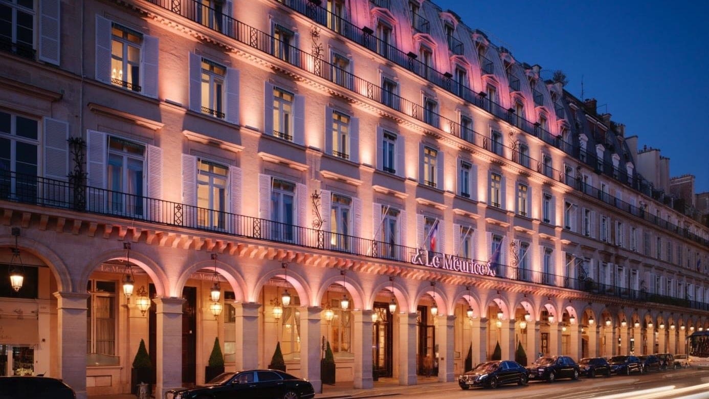 Outside of Le meurice hotel paris