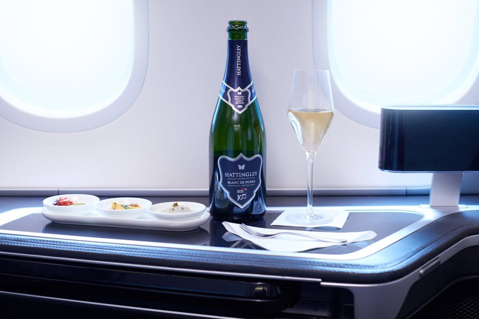 Engelskt mousserande vin ombord British Airways