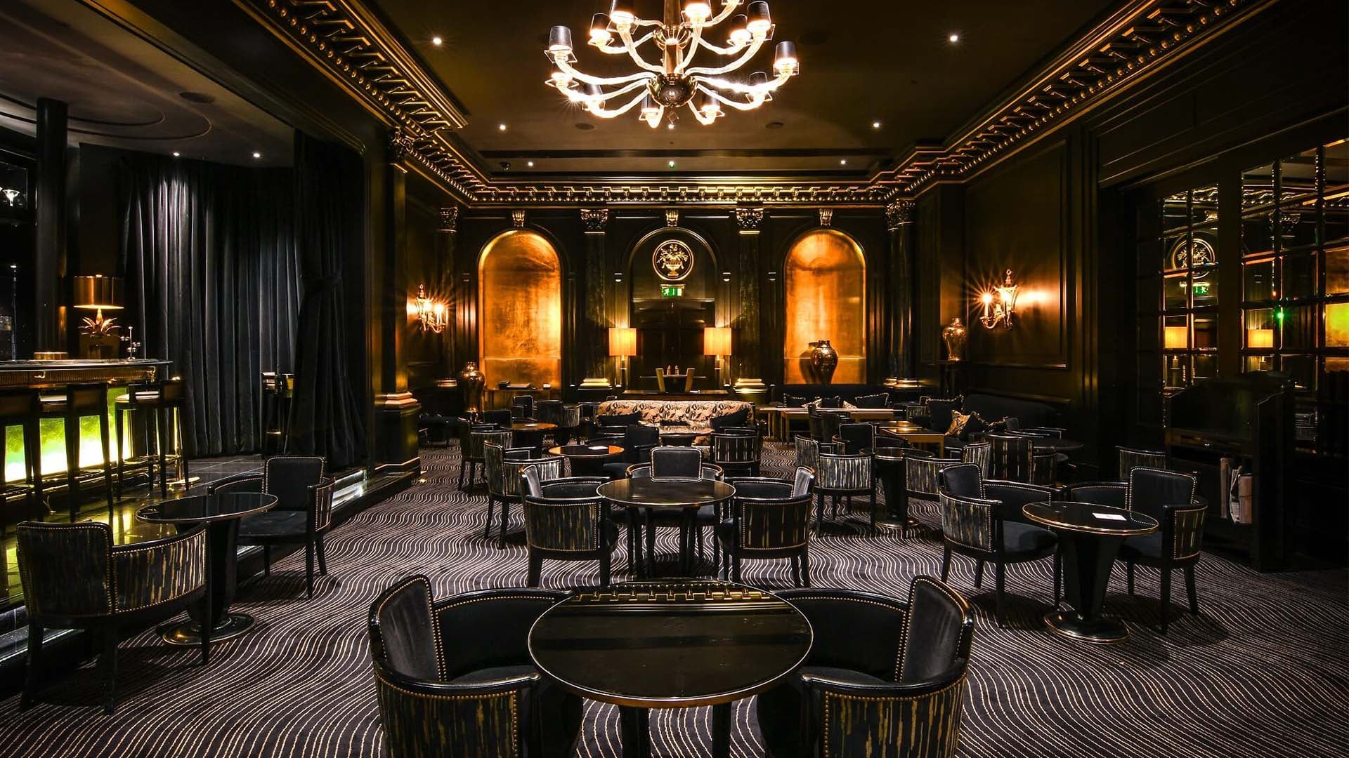 Beaufort bar with black and gold decor at the savoy london