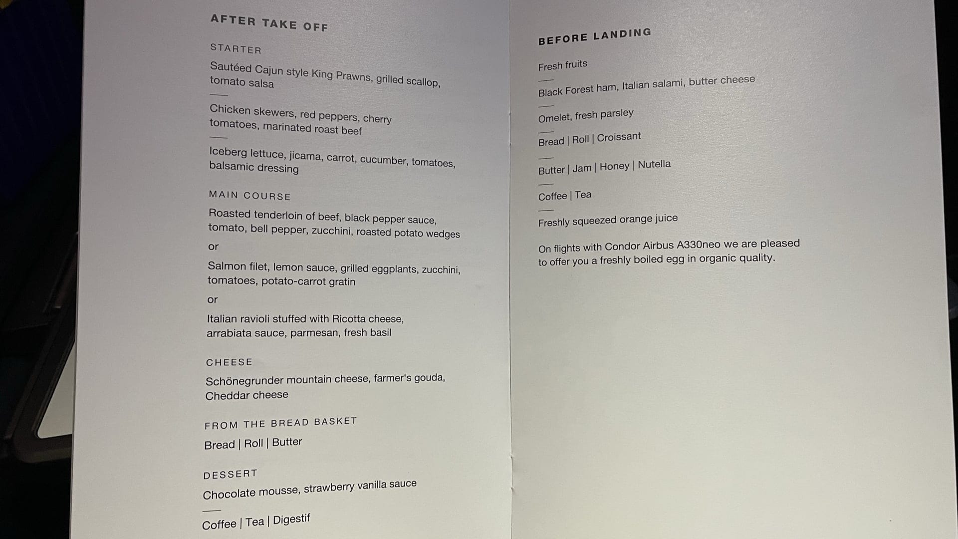 Airline review Cuisine - Condor - 14