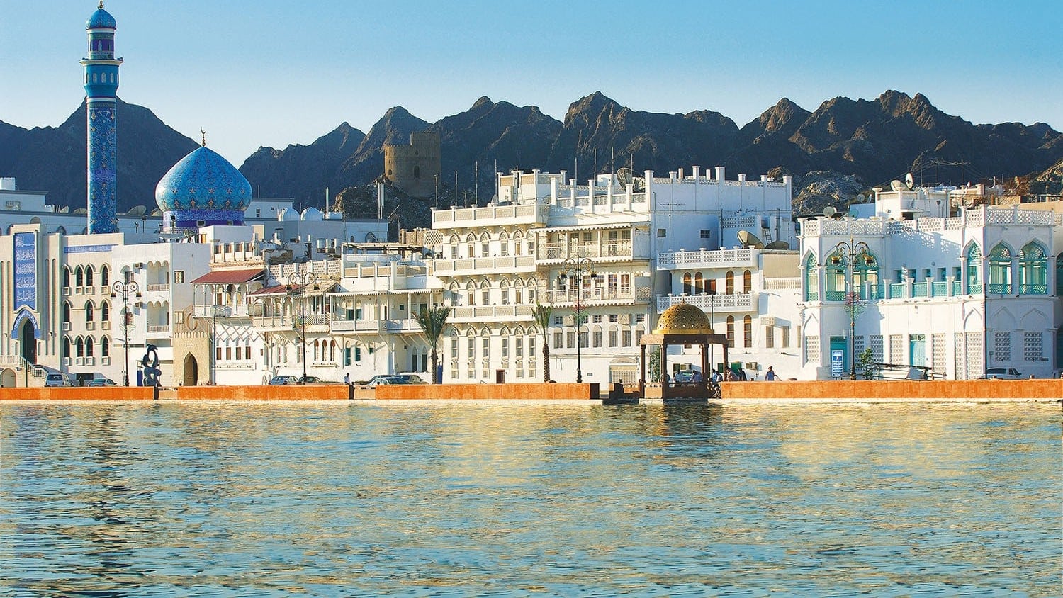 The old muscat on the coast seen from the sea