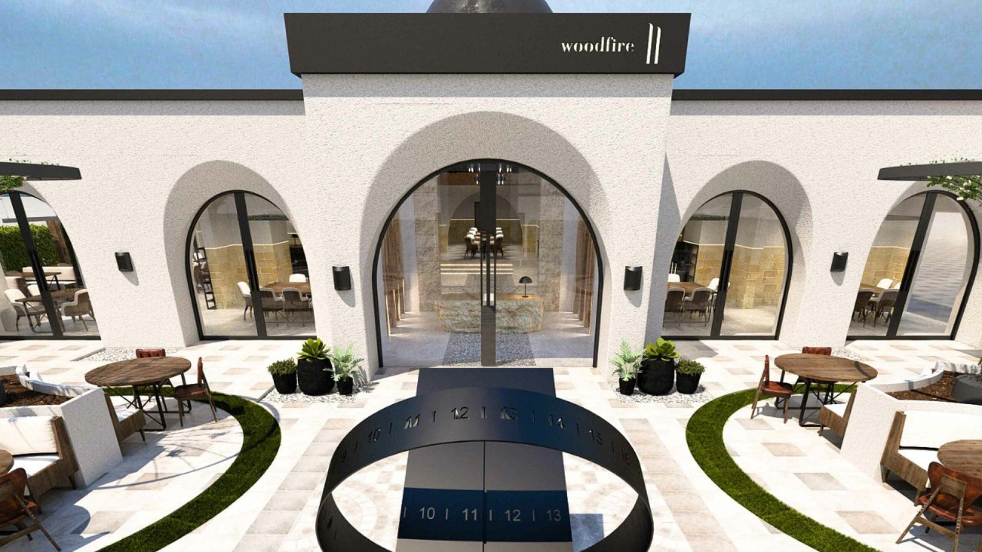 Main entrance of 11 woodfire resturant in dubai