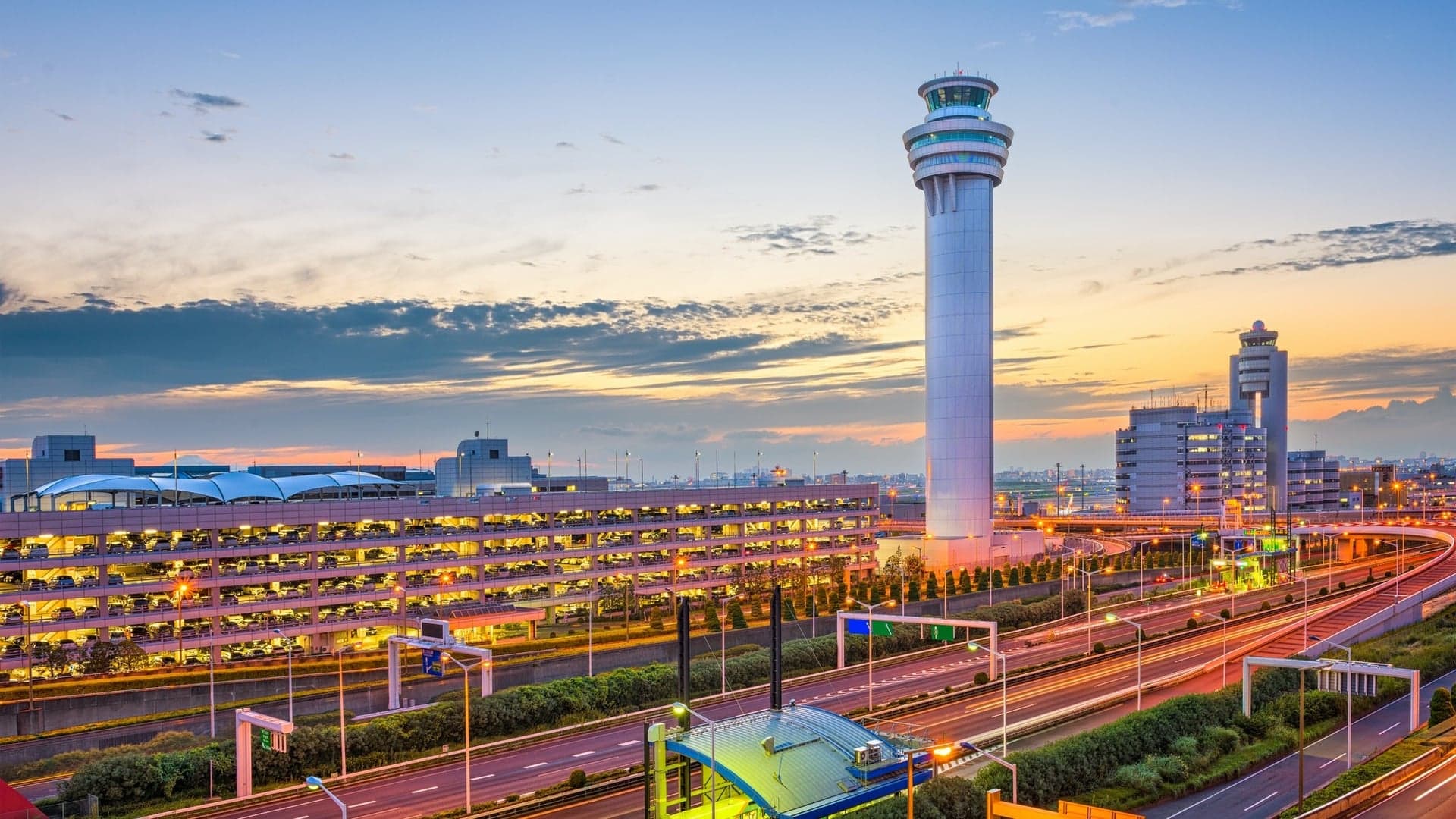 Haneda Airport, street, and tender lightning.