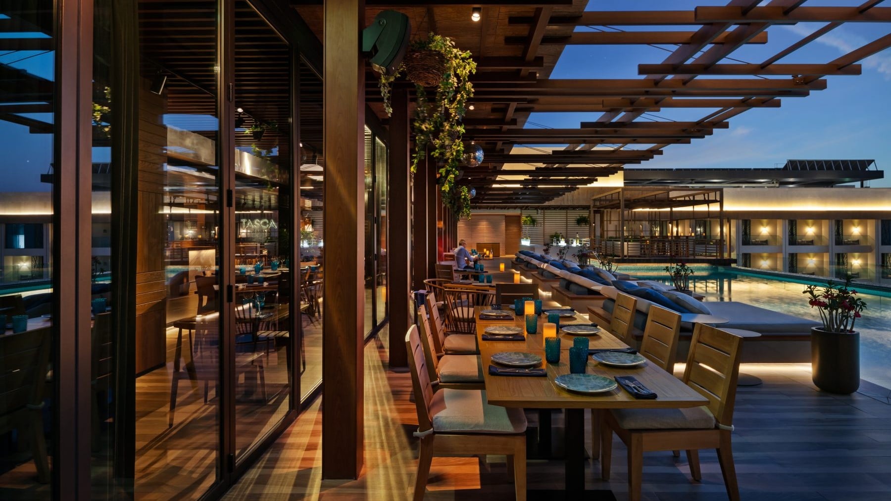 Taska resturant dubai with tree furniture