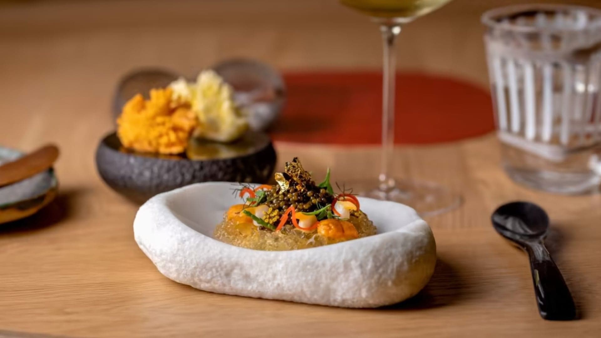 food being prepared at Hélène Darroze at The Connaught