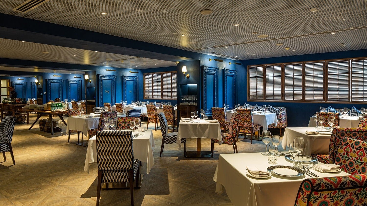 Tresind resturant dubai with patterned chairs