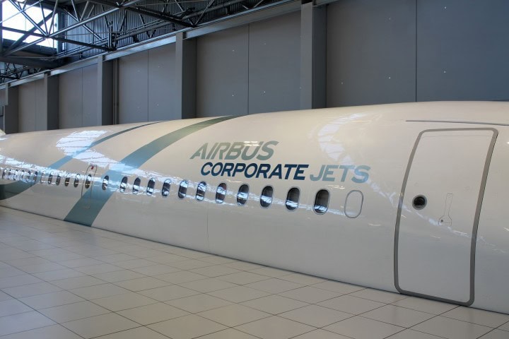 A visit to the Airbus mock-up centre - with full-scale cabins from all Airbus aircraft - Airbus Corporate Jet