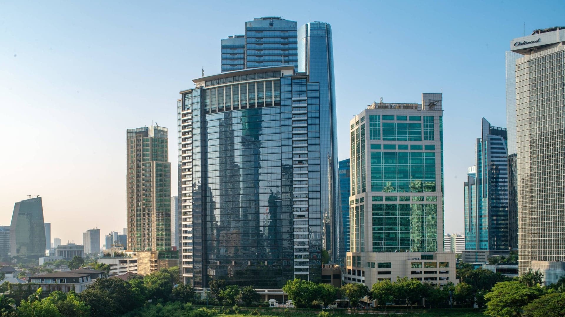 Outside of JW mariott hotel jakarta made of glass