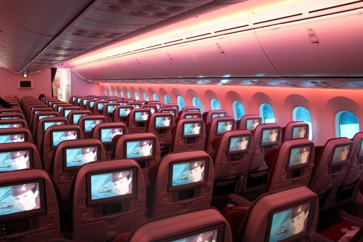En titt i Qatar Airways Boeing 787 Dreamliner - Economy Class på Qatar Airways Dreamliner - 1