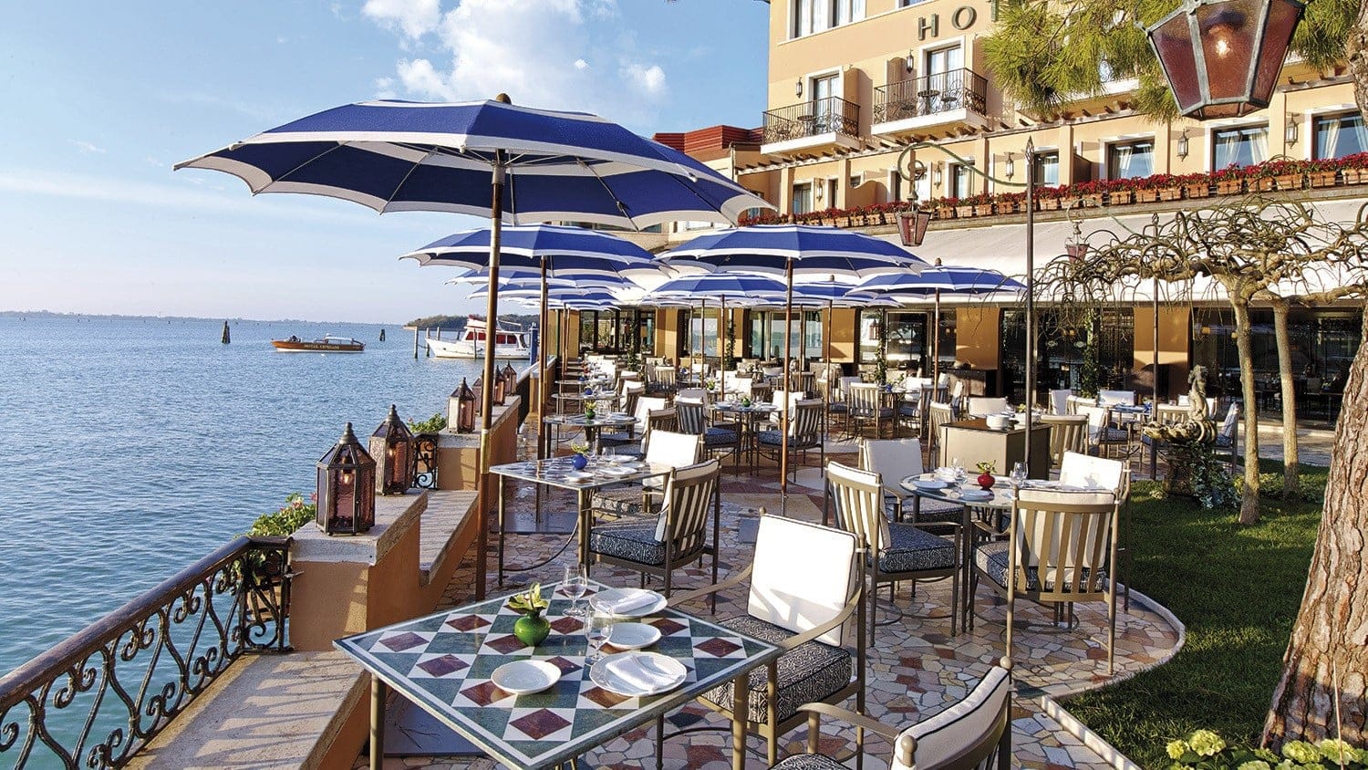 The outside dining next to the river at Belmond Hotel Cipriani