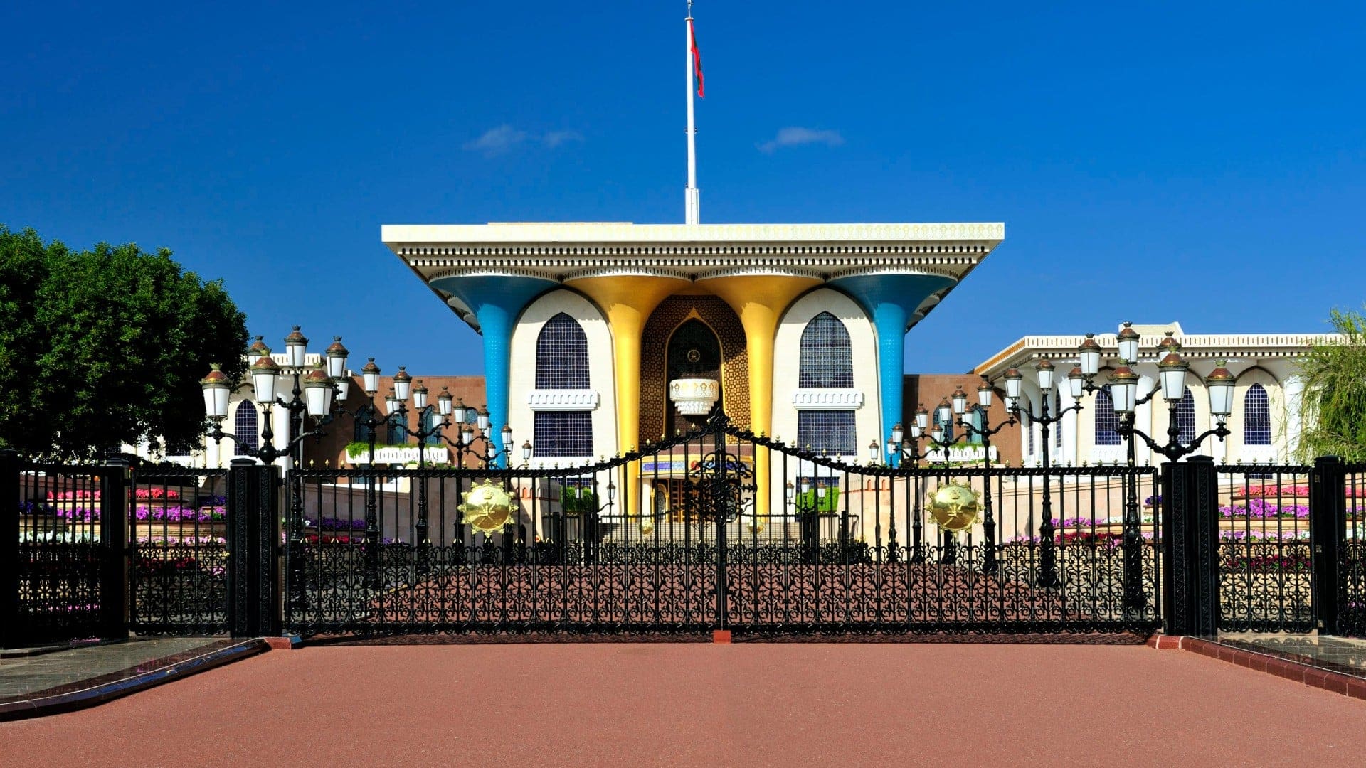 The black front gate of Al alam palace in muscat