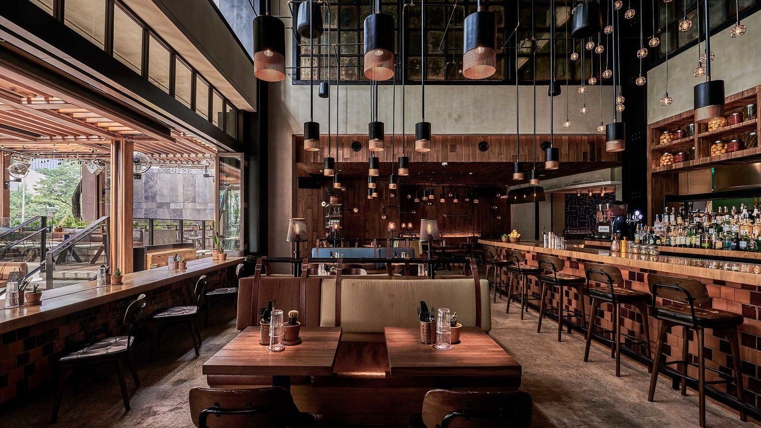 Resturant at Alila SCBD jakarta with a brown design