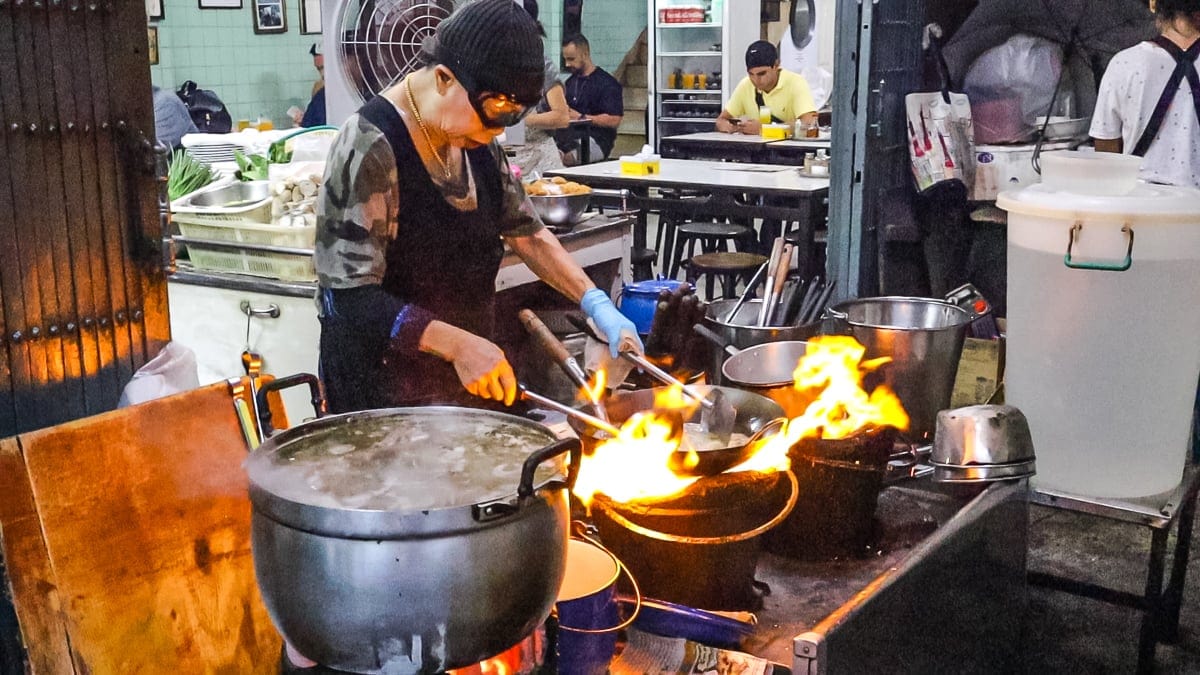 A chef cooking food in bangkok
