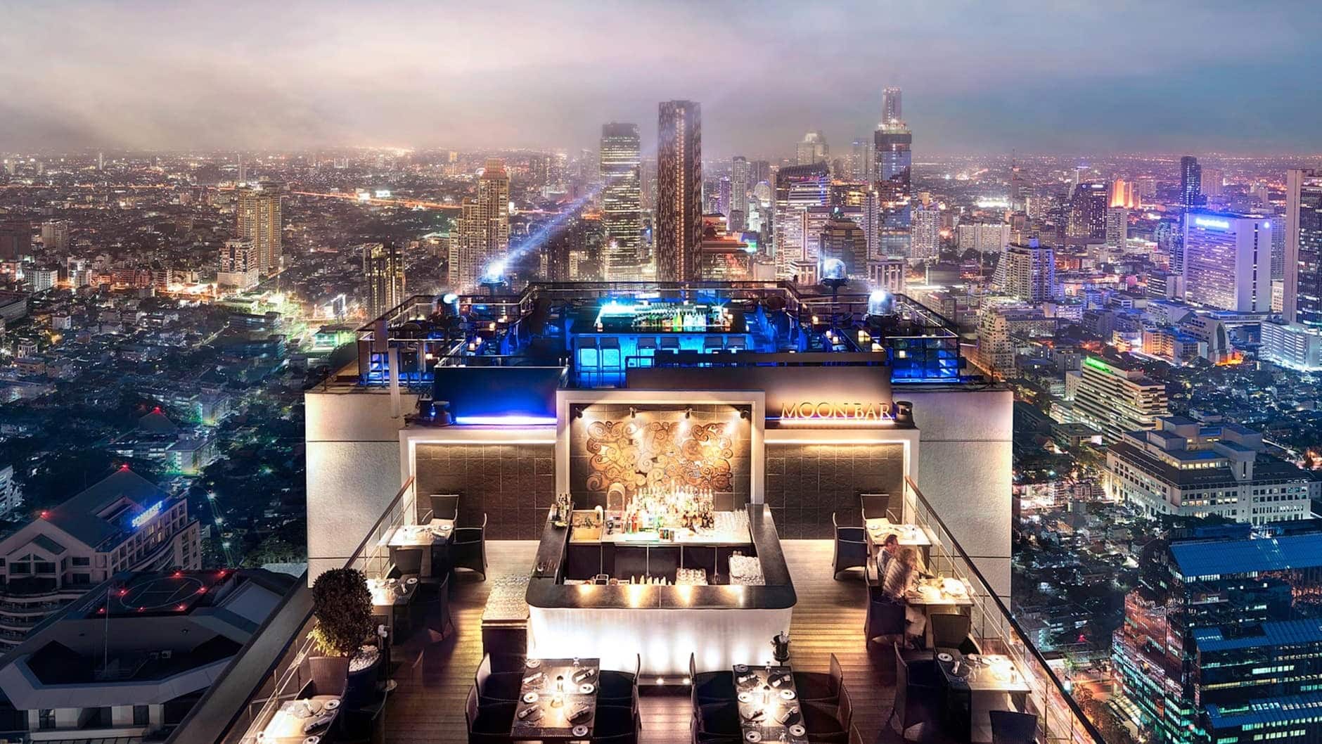 Moon bar on a rooftop in bangkok