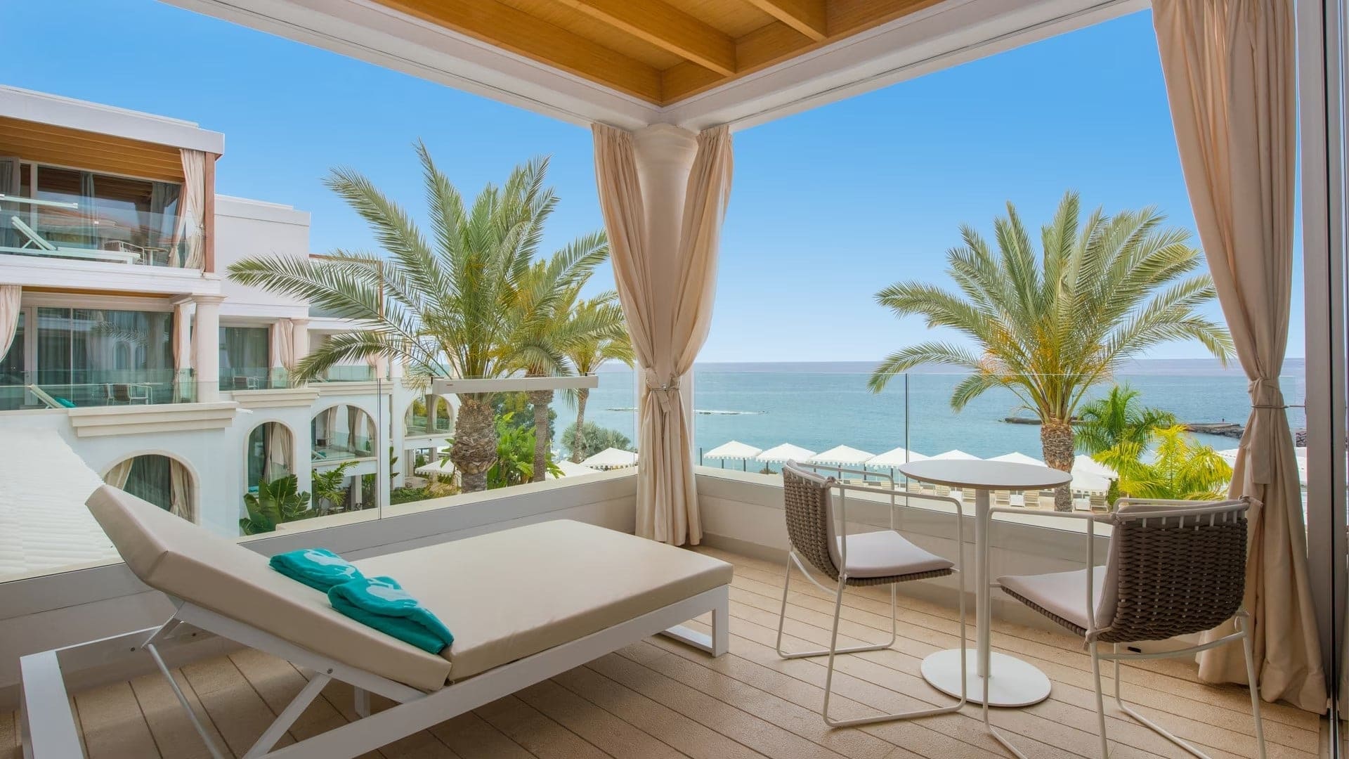 Private terrace of a hotel room in Iberostar Grand Salome hotel in Tenerife