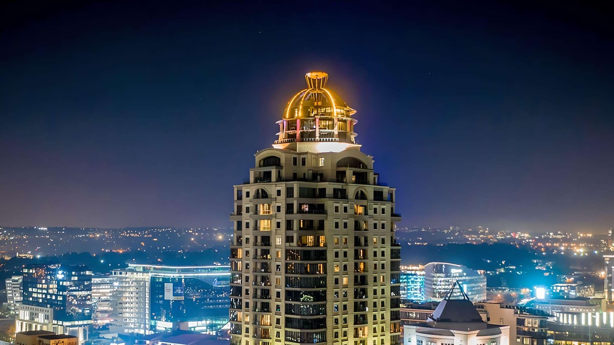 Exterior of michelangelo hotel seen at night