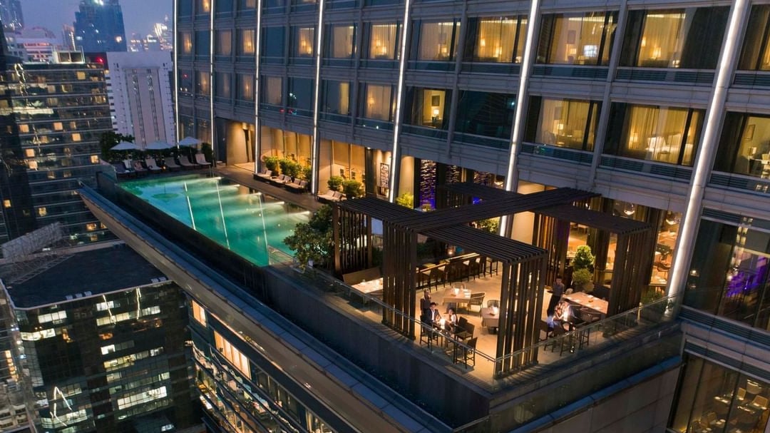 Outside terrace resturant at the okura prestige bangkok