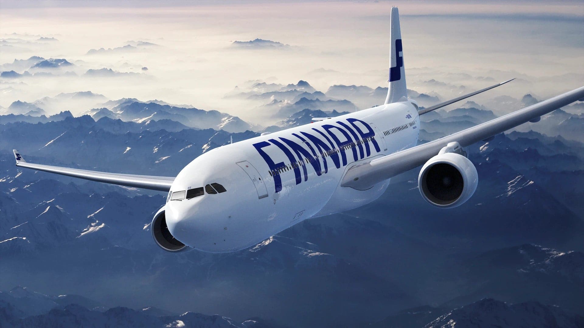 a finnair plane in the sky