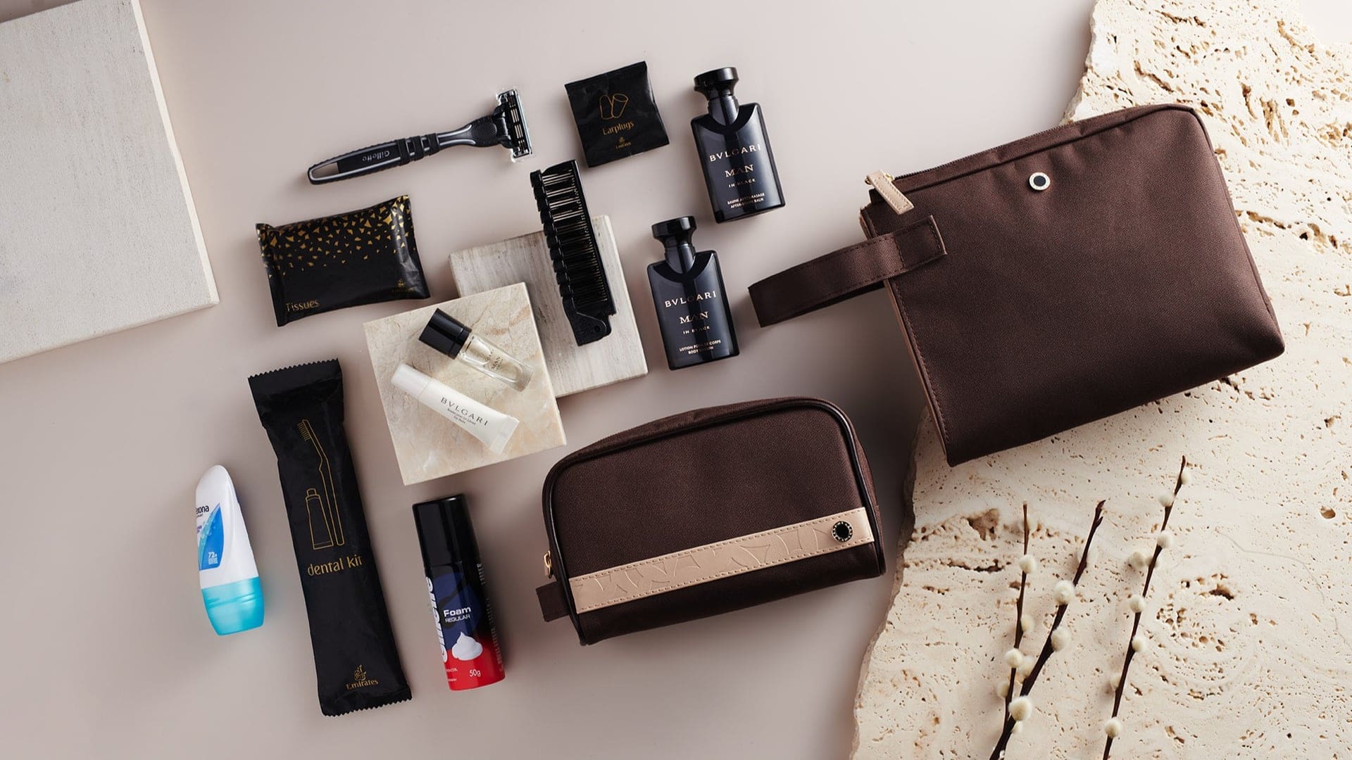 Emirates - new Bulgari amenity kits in Business Class and First Class