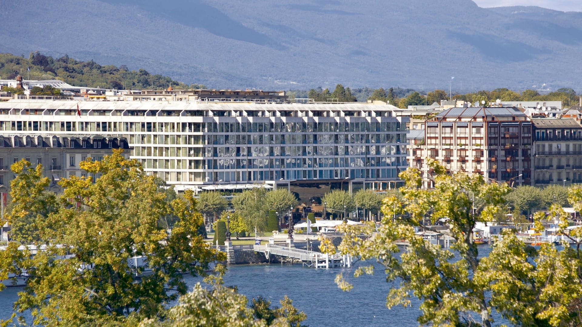 Outside The Fairmont Grand Hotel in Geneva