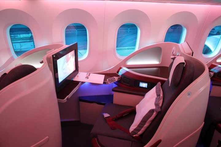 En titt i Qatar Airways Boeing 787 Dreamliner - Business Class på Qatar Airways Dreamliner - 2