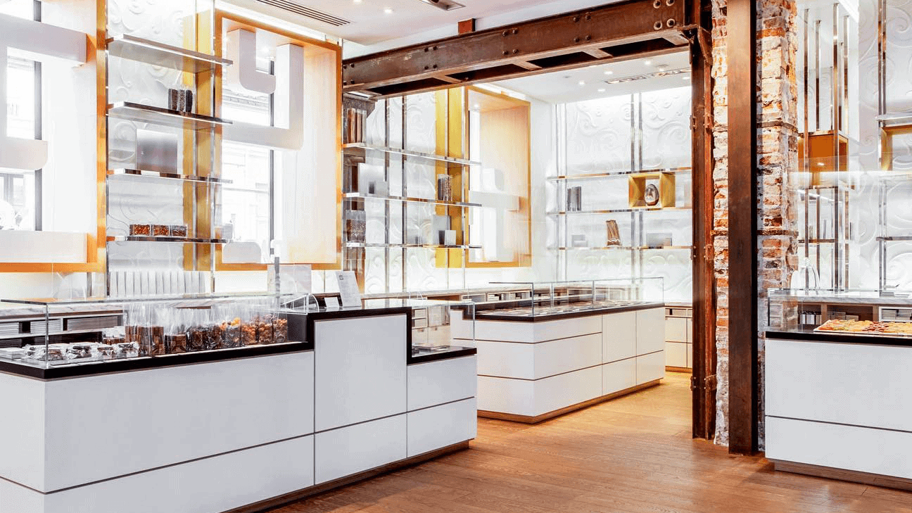 Inside the Jacques Genin bakery at daytime in the city of Paris