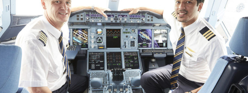 Få 360-gradersfremvisning af cockpitet i en A380