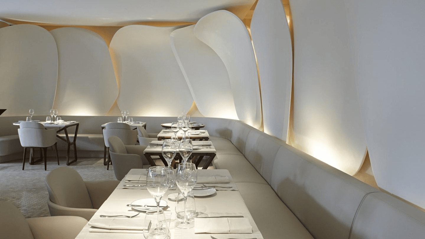 Resturant sur mesure by thierry marx paris with a grey and white finish