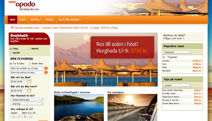 Resebyråtest 2012 Plats 4: Flygstolen, Opodo & Travellink