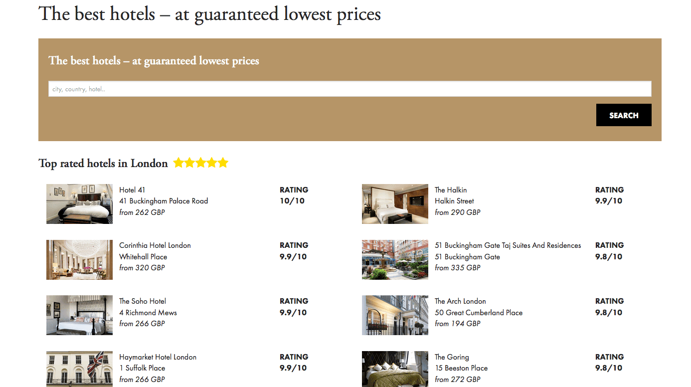 New improvements on BusinessClass hotel search