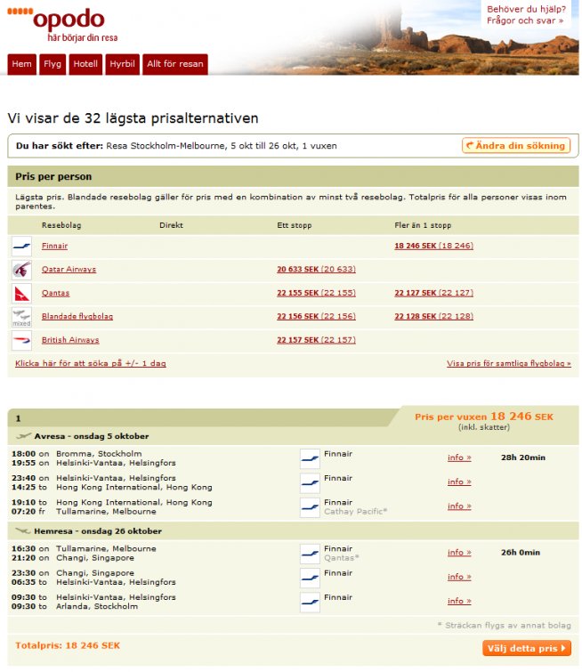 BusinessClass.se Resebyråtest: Plats 3 - Opodo - 2