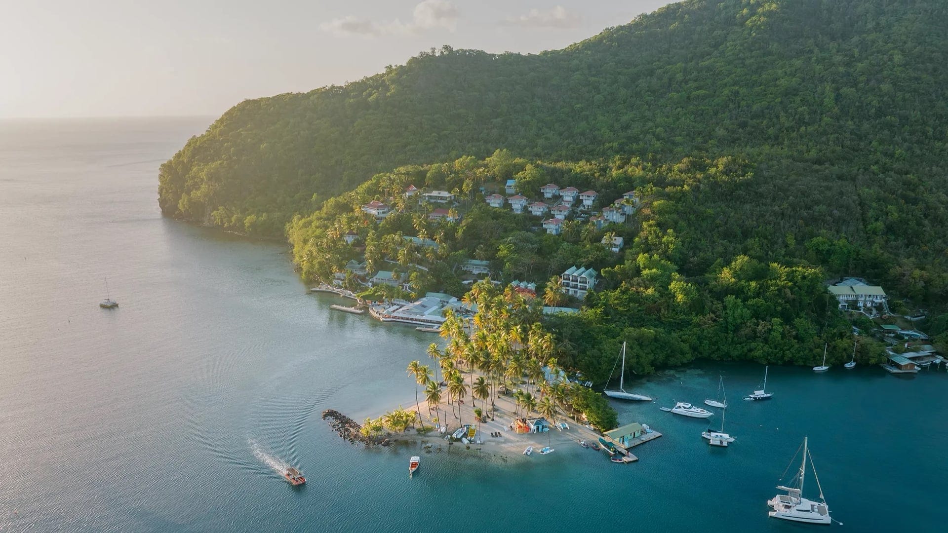 boats at the Zoëtry Marigot's beach