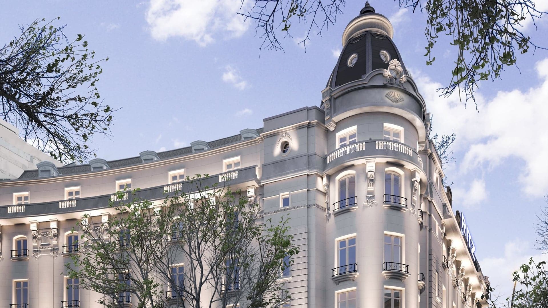 The Mandarin Oriental Ritz in Madrid from an outside perspective at a afternoon