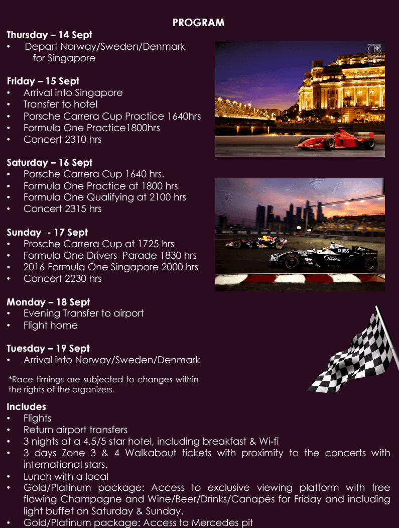 OFFICIELLT BusinessClass Event: Formel 1 i Singapore - 2