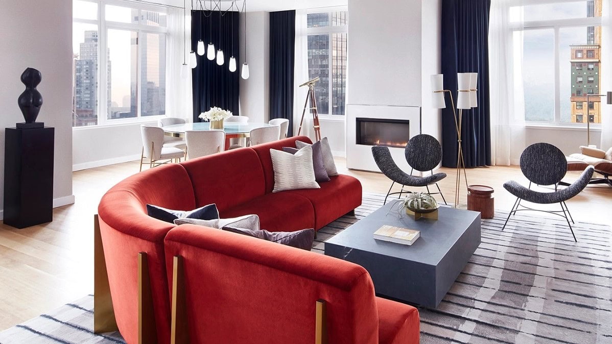 living room at conrad new york midtown