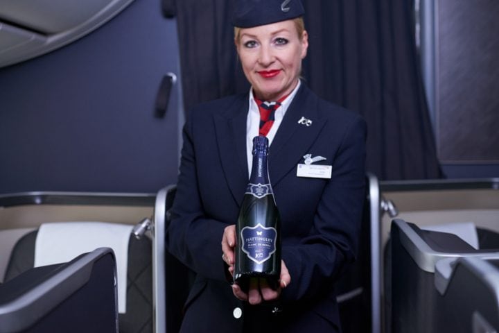 Engelskt mousserande vin ombord British Airways